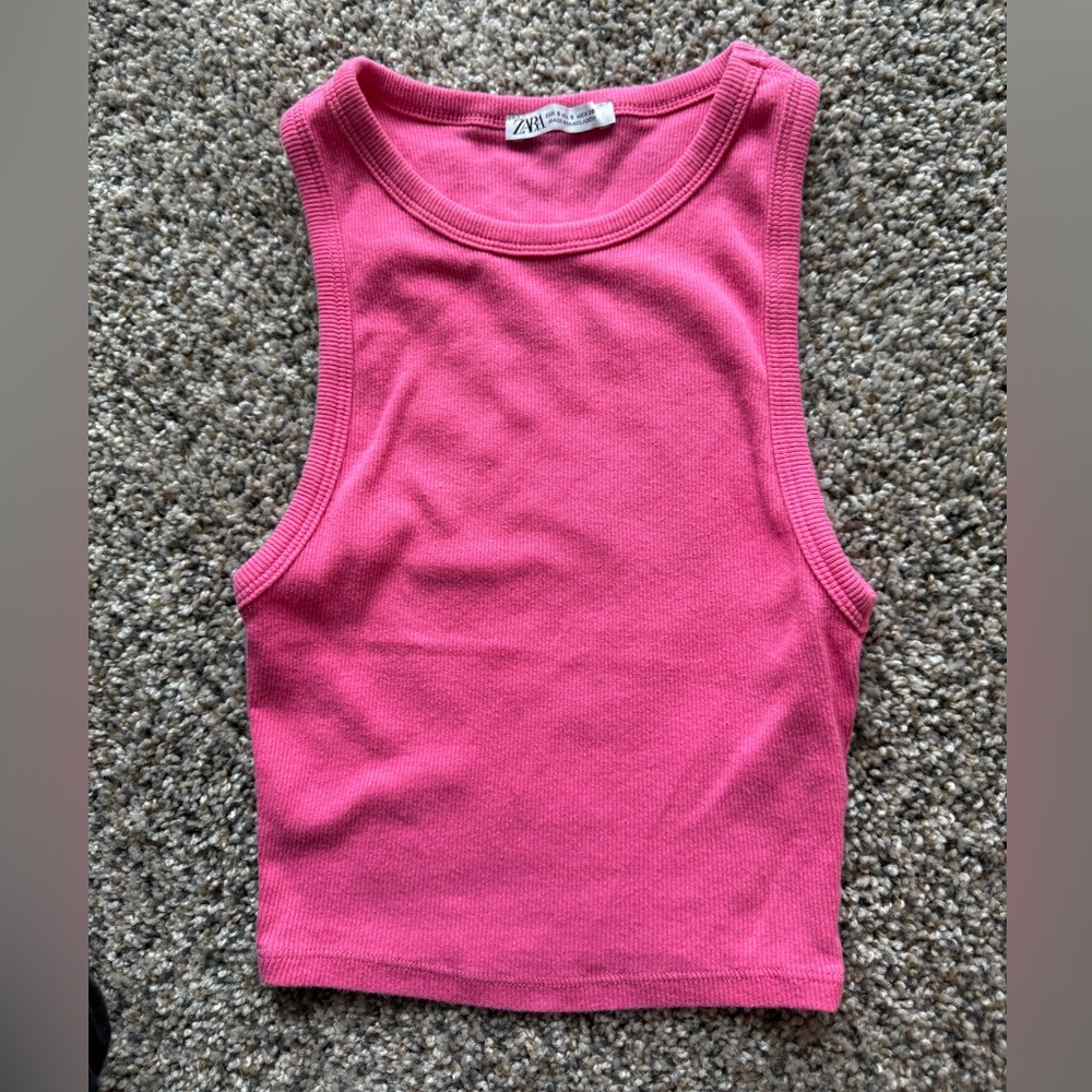 🩷Zara Pink Ribbed Tank Top - Sleeveless Women's Top